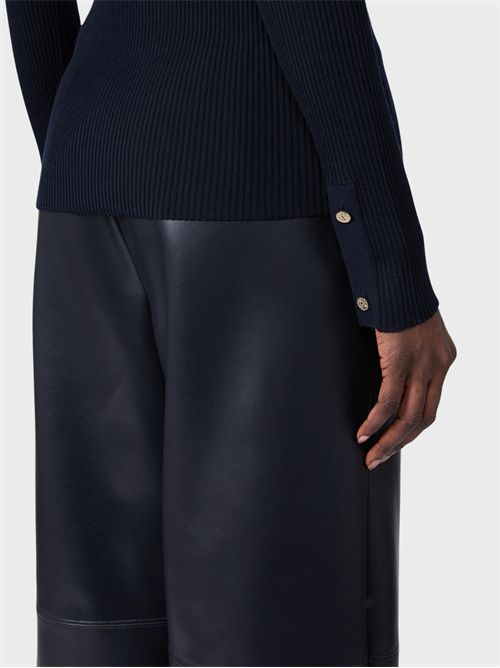 Fitted Ribbed Virgin Wool Sweater with Jewel Buttons S' MAX MARA | 2629366011600006